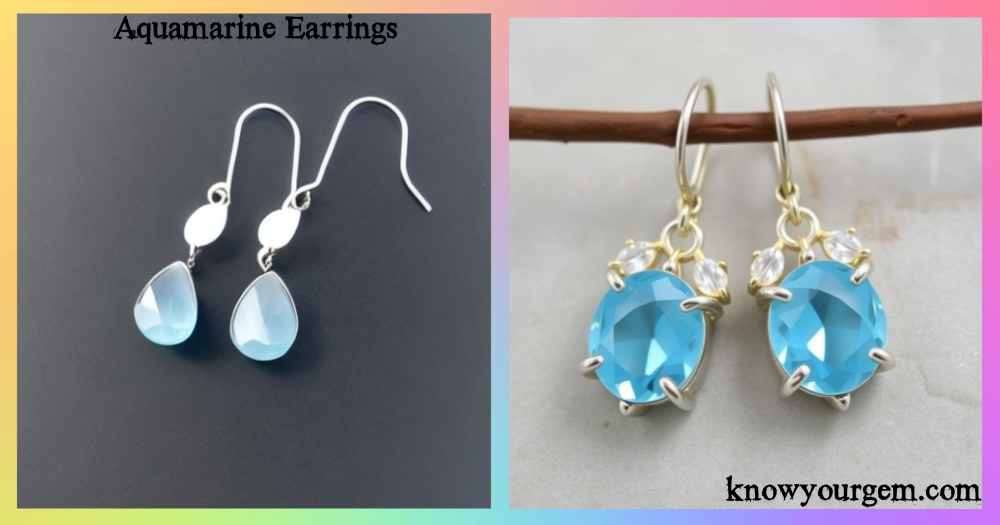 Aquamarine stone earrings: Each earring shows a vary style and look.