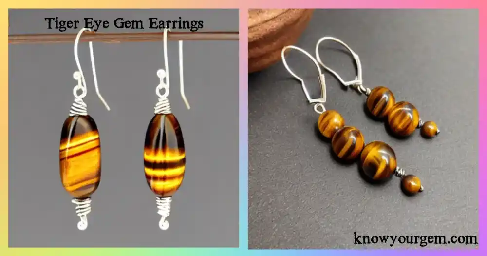 Elegant Tiger Eye Gemstone Earrings Handcrafted Brown-Gold Drop Earrings Radiating Confidence, Protection & Natural Beauty