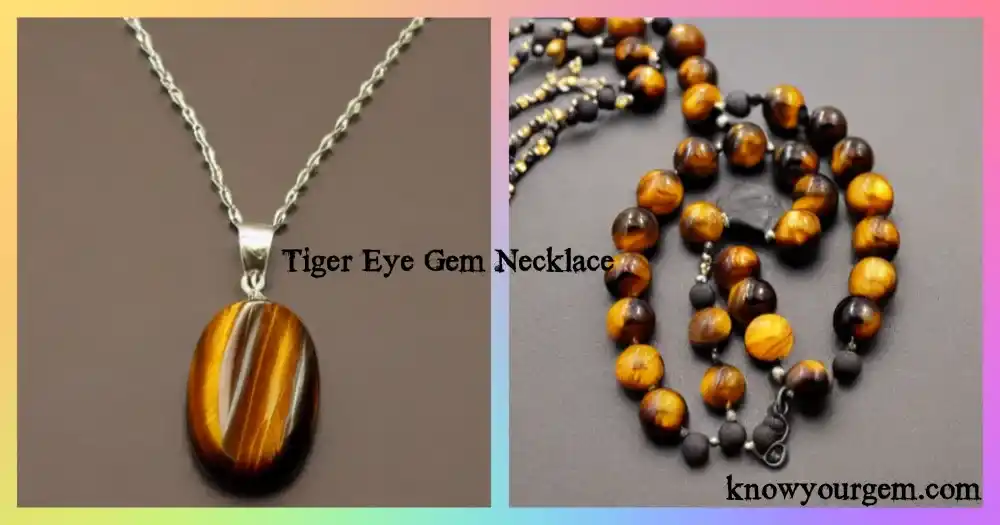 Statement Tiger Eye Gemstone Necklace Polished Golden Brown Crystal Pendant Promoting Strength, Balance & Empowerment