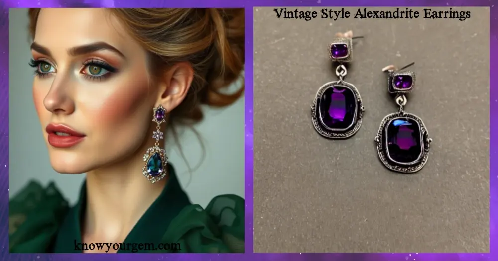 A stunning assortment of fine earrings including vintage styles, crafted with sparkling gemstones and premium metals, displayed on a luxurious jewelry backdrop.