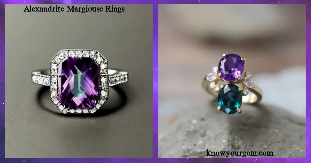 Alexandrite Margiouse Rings have different glow with silver metal