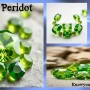 Lustrous green peridot gemstone glowing with vibrant natural light on a polished surface, symbolizing abundance, healing, and positive energy.