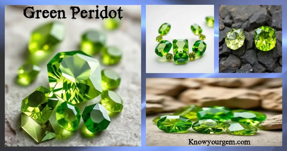 Lustrous green peridot gemstone glowing with vibrant natural light on a polished surface, symbolizing abundance, healing, and positive energy.