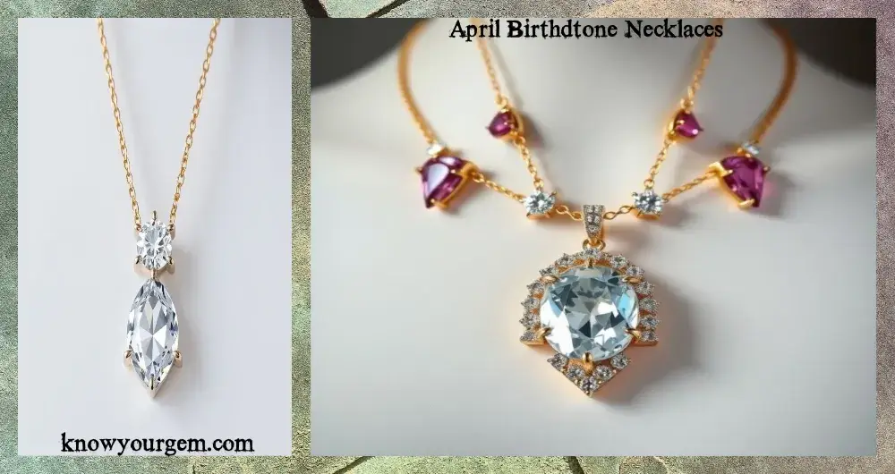 Stunning April birthstone diamond necklace featuring a brilliant, flawlessly cut diamond pendant that glistens with unmatched sparkle embodying everlasting strength, clarity, and eternal love, a timeless accessory to elevate any look and celebrate life’s special moments.