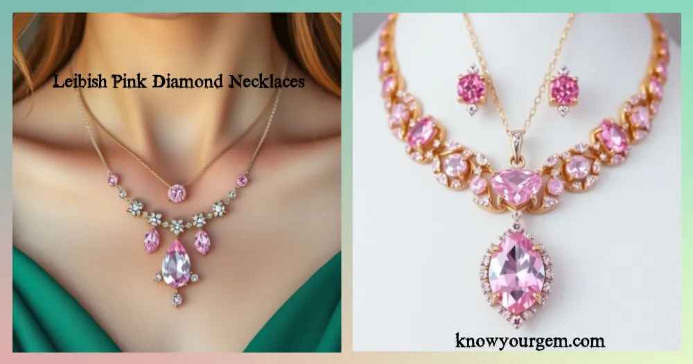 Liebish & Co. pink diamond necklaces featuring vivid and fancy pink diamonds in custom halo and solitaire settings, crafted in platinum and rose gold for an ultra-luxurious look.