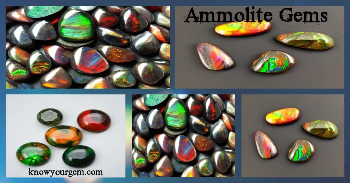 Colorful Ammolite gemstone glowing with radiant rainbow hues representing transformation, energy, and prosperity. Featured image for Ammolite meaning and uses, highlighting its spiritual symbolism, healing properties, and decorative power.