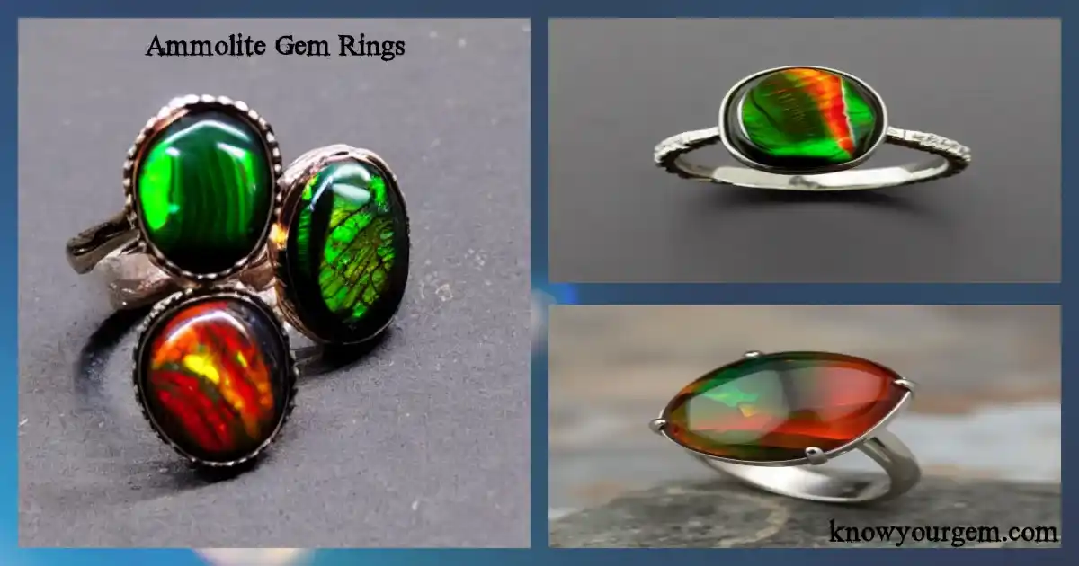 Stunning Ammolite rings shimmering with rainbow iridescence  symbol of transformation, prosperity, and positive energy. Handcrafted gemstone jewelry harnessing ancient Earth energy to inspire balance, creativity, and inner harmony.