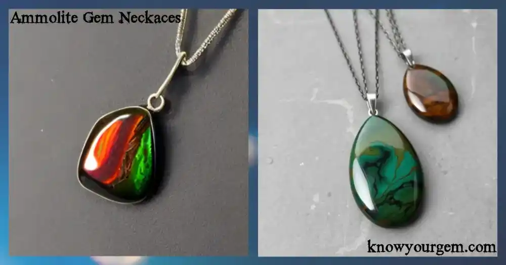 Stunning Ammolite necklace glowing with vibrant rainbow iridescence — representing transformation, vitality, and abundance. Featured image for Ammolite necklace meaning and uses, highlighting its healing energy, spiritual symbolism, and timeless beauty.