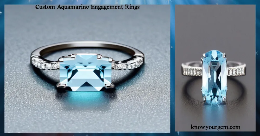 custom aquamarine engagement ring featuring intricate filigree details and icy blue gemstone, capturing timeless winter romance and antique elegance.