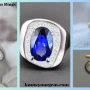 Elegant collection of top 5 precious blue stone rings including sapphire, blue diamond, tanzanite, aquamarine, and blue topaz in various luxury settings.