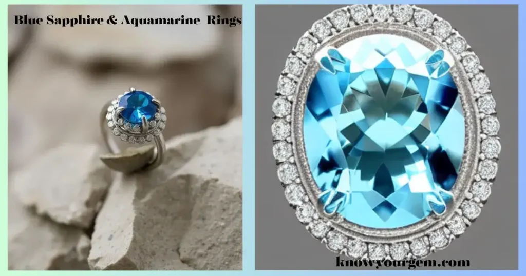 Blue Sapphire and Aquamarine Rings