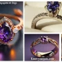 Luxurious black and purple engagement rings with gothic-inspired elegance, featuring deep amethyst stones and bold black metal settings a striking blend of romance and mystery.