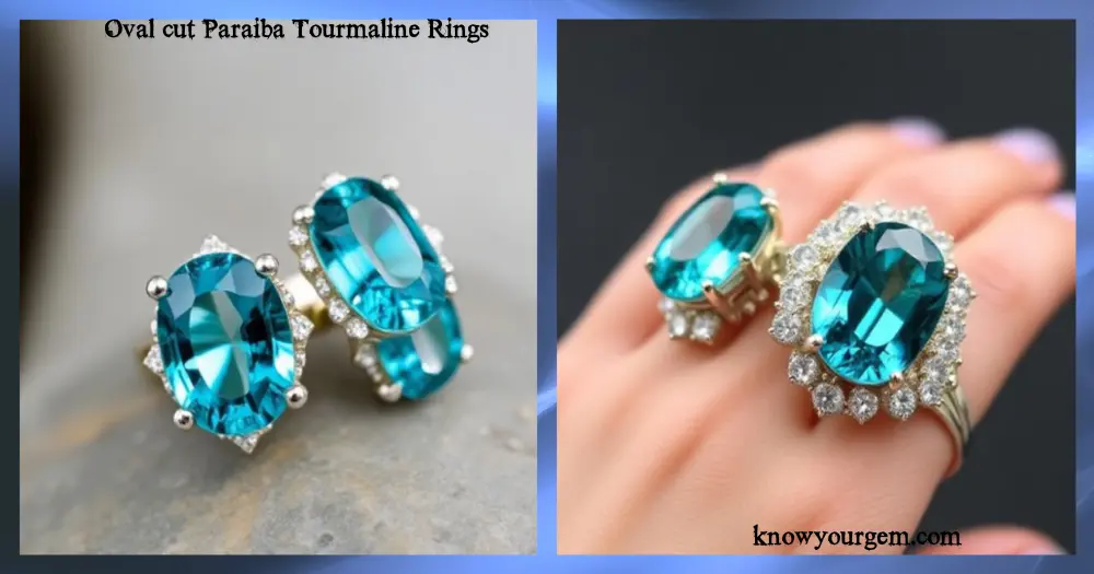 Oval cut Paraiba Tourmaline rings glowing with neon blue copper-bearing gemstones rare Brazilian jewelry collection 2025