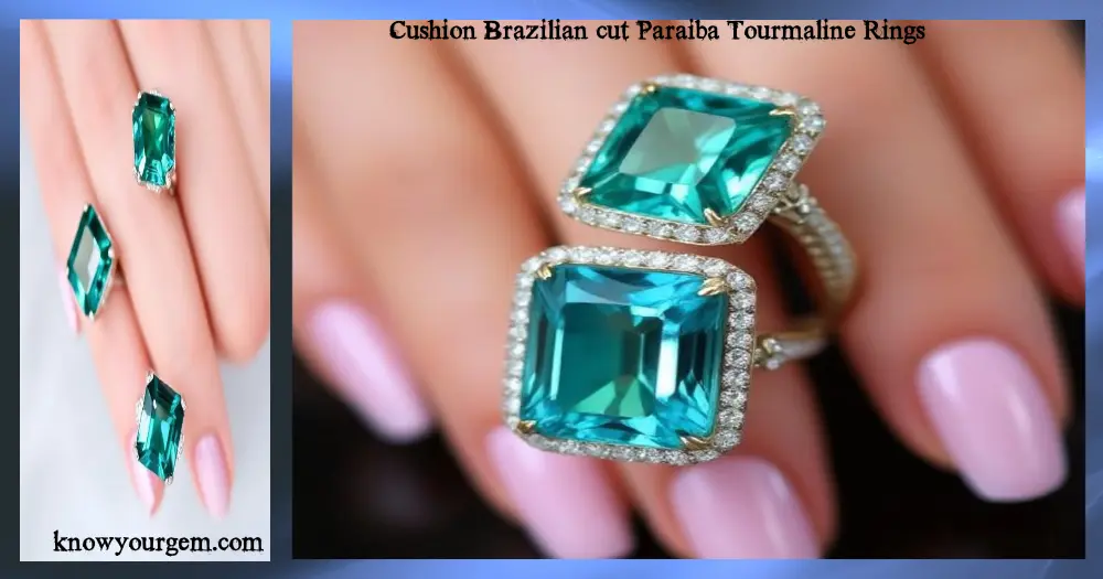 Cushion Brazilian cut Paraiba Tourmaline jewelry set featuring neon blue copper-bearing gemstones luxury Brazilian collection 2025