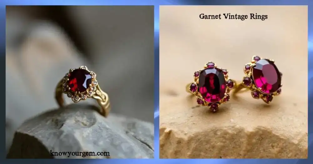 Elegant vintage garnet engagement ring with deep-red gem and antique charm.
