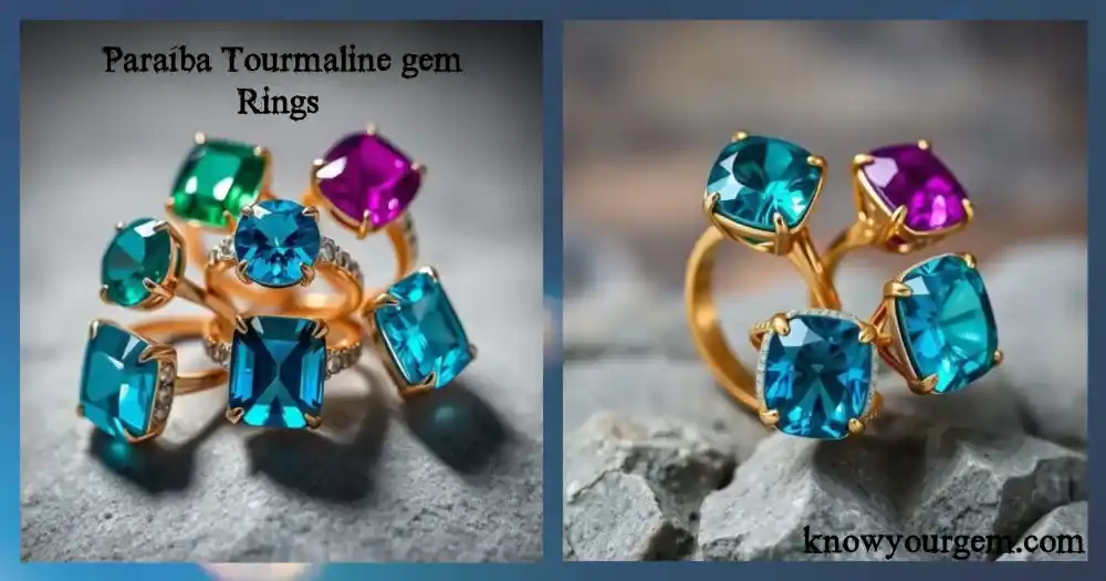 Luxury Paraíba Tourmaline Rings featuring a radiant neon-blue gemstone rarer than diamonds.
