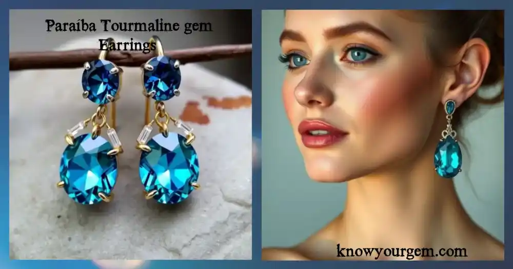 Luxury Paraíba Tourmaline  earrings featuring a radiant neon-blue gemstone rarer than diamonds.