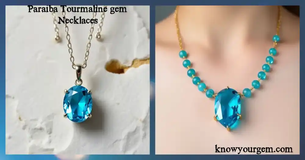 Luxury Paraíba Tourmaline Necklaces featuring a radiant neon-blue gemstone rarer than diamonds.