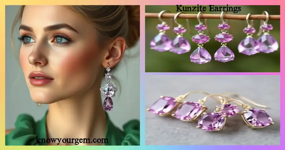 Rare Kunzite Earrings: Stunning Color-Change Pink to Violet Gemstones for Elegant Style