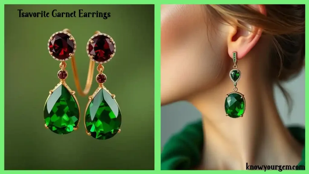 Stunning Tsavorite Garnet Earrings  Brilliant Green Gemstones, Luxury Design, Perfect for Special Occasions and Elegant Everyday Wear