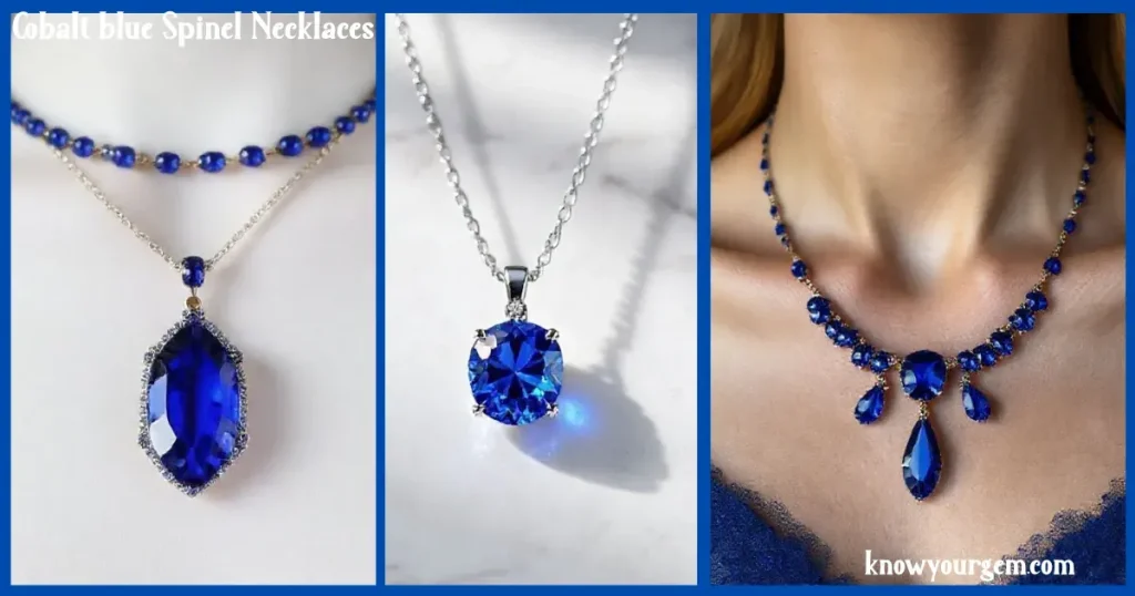 "Luxury cobalt blue spinel earrings with vivid electric-blue gemstones set in platinum, dazzling sparkle, perfect for elegant jewelry and collector showcases."