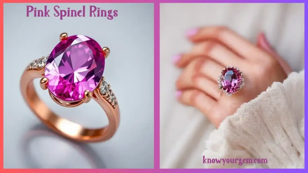 Elegant pink spinel natural  stone rings with vivid neon pink sparkle set in rose gold and platinum, symbolizing modern luxury and 2025 jewelry trends.”