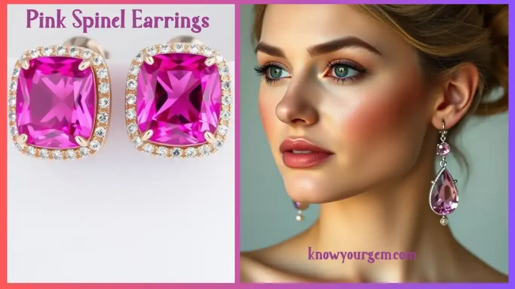 Elegant pink spinel gemstone earrings with vivid neon pink brilliance, set in rose gold and platinum, reflecting 2025 fine jewelry trends.