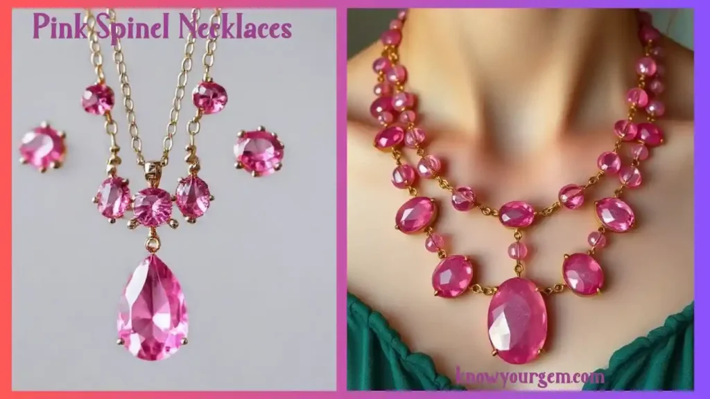 Elegant pink spinel gemstone necklace featuring a vivid neon-pink stone set in rose gold, symbolizing luxury, love, and 2025 jewelry trends.