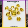 “Natural yellow sapphire astrological benefits with vibrant golden hues displayed on a white background, showcasing clarity and brilliance.”