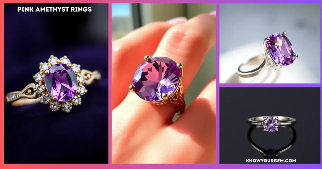 "Luxury pink Amethyst statement ring with a sparkling faceted gemstone set in exquisite gold, designed for elegance and timeless beauty."