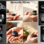 Polished Hematite gemstones arranged on a soft surface, highlighting the grounding and protective spiritual properties of Hematite.