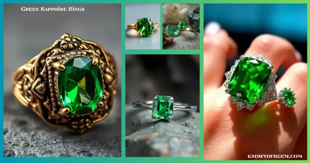Green sapphire rings, green sapphires, green sapphire engagement rings, green sapphire stones, green sapphire gems, green sapphire vintage rings, green sapphire halo rings