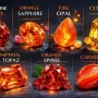 orange gemstones, orange gemstones names, orange sapphire , fire opal, Spessartine Garnet, Carnelian, Imperial Topaz, Citrine