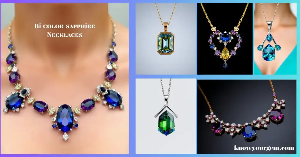 bi color sapphire necklaces, sapphire necklaces, bi necklaces, bi color tourmaline and pink sapphire necklace