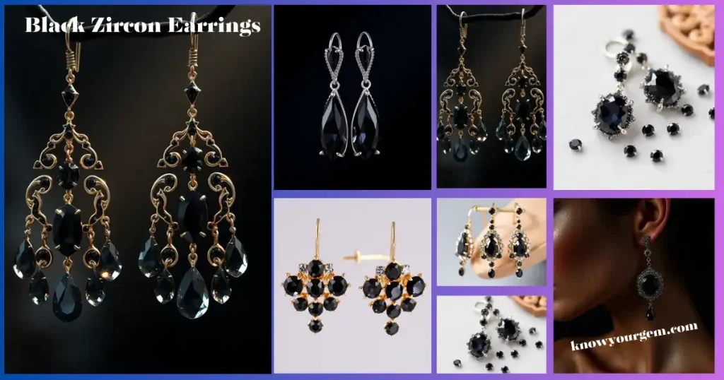 ack zircon earrings, natural black stone earrings, zircon earrings, black zircon engagement earrings, zircon earrings, black zircon wedding earring, black zircon daily and occasionally wear  earrings 