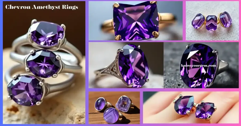 Purple Amethyst rings, Amethyst vintage ring, Amethyst vintage rings, Chevron Amethyst rings, chevron rings, white-purple stone rings, Amethyst Halo Rings