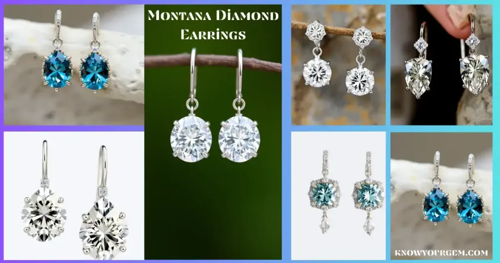 montana silver diamond shaped earrings, montana silver silver diamond earrings, Montana diamond earrings, natural diamond earrings