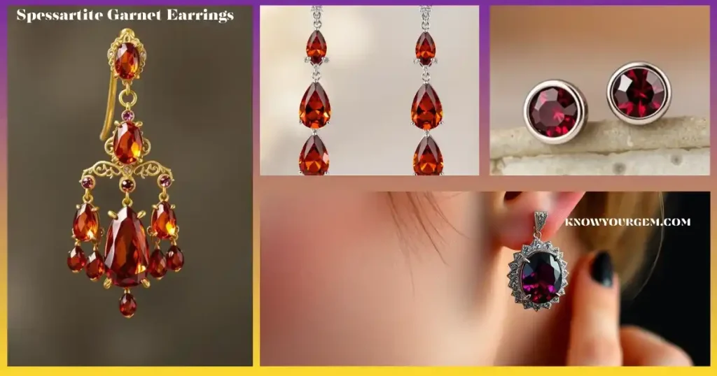 Spessartite Garnet earrings, Spessartite Garnet vintage earrings, Spessartite garnet studs, spessartites garnet, Spessartite earrings