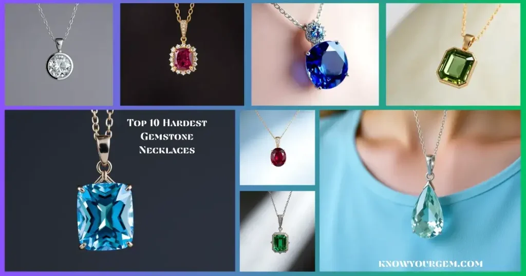 Hardest Gemstone, diamond on a necklace, diamond necklace with sapphire​, emerald and diamond necklace, tourmaline necklace, zircon necklace