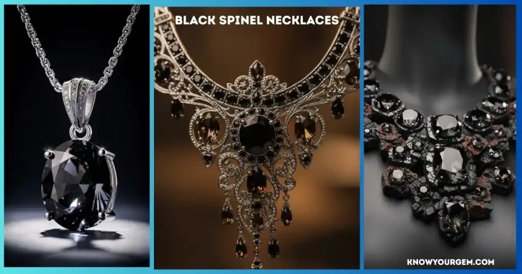 black spinel necklaces, black necklaces, spinel necklaces, statement necklaces