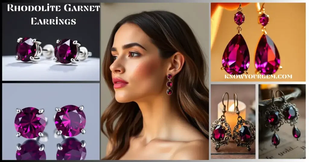 rhodolite garnet earrings, rhodolite stud, rhodolite garnet hoop, rhodolite garnet jewelry, 