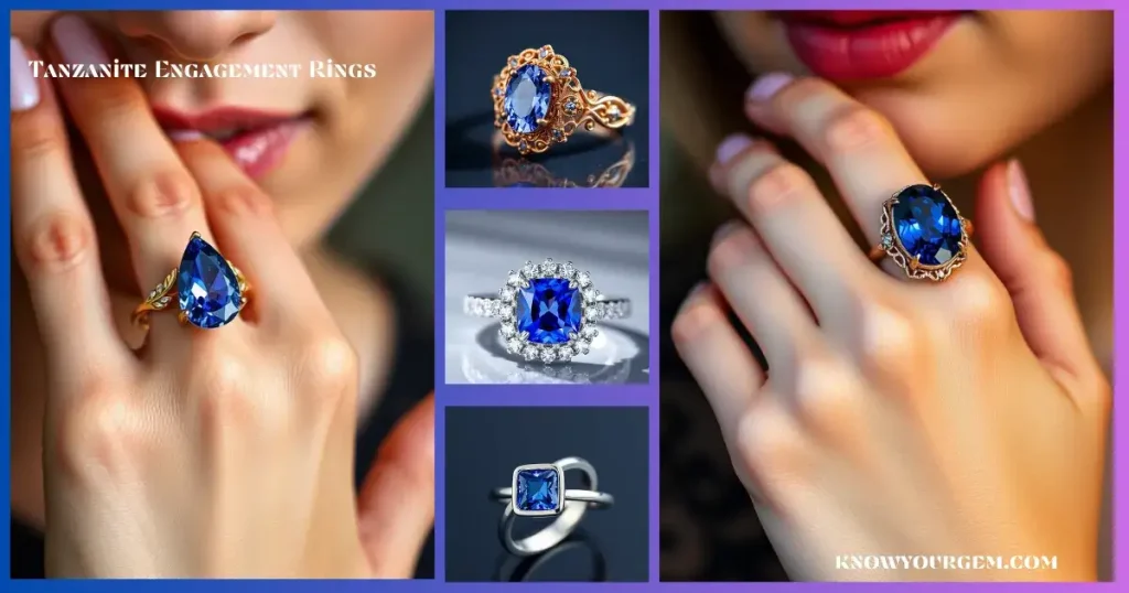 Tanzanite engagement rings, bezel engagement ring, tanzanite vintage rings, nature inspired engagement rings