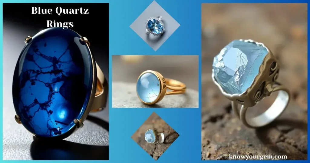blue quartz rings, blue gemstones engagement rings, blue quartz vintage inspired rings, blue stone rings