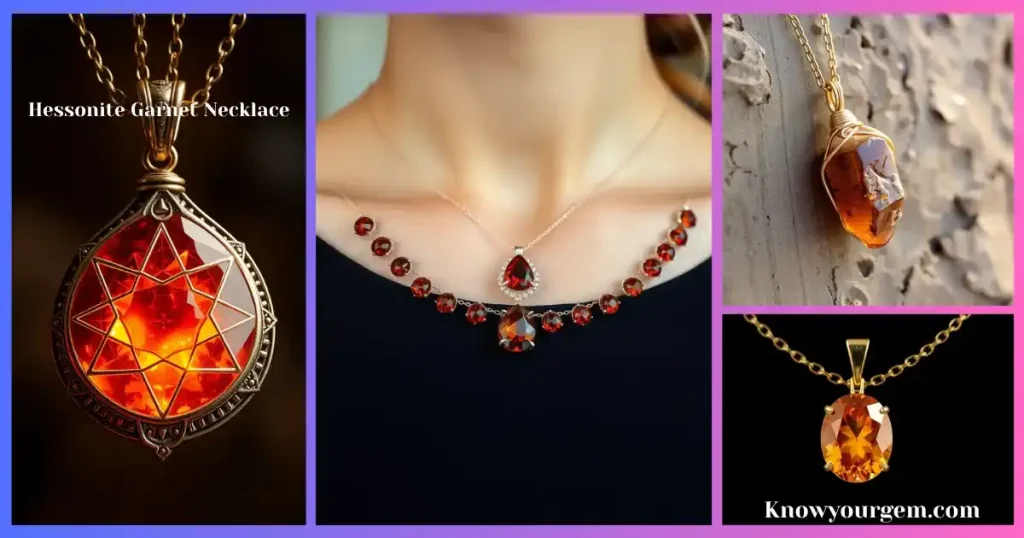 Hessonite garnet necklaces, hessonite garnet pendants, hessonite garnet necklaces