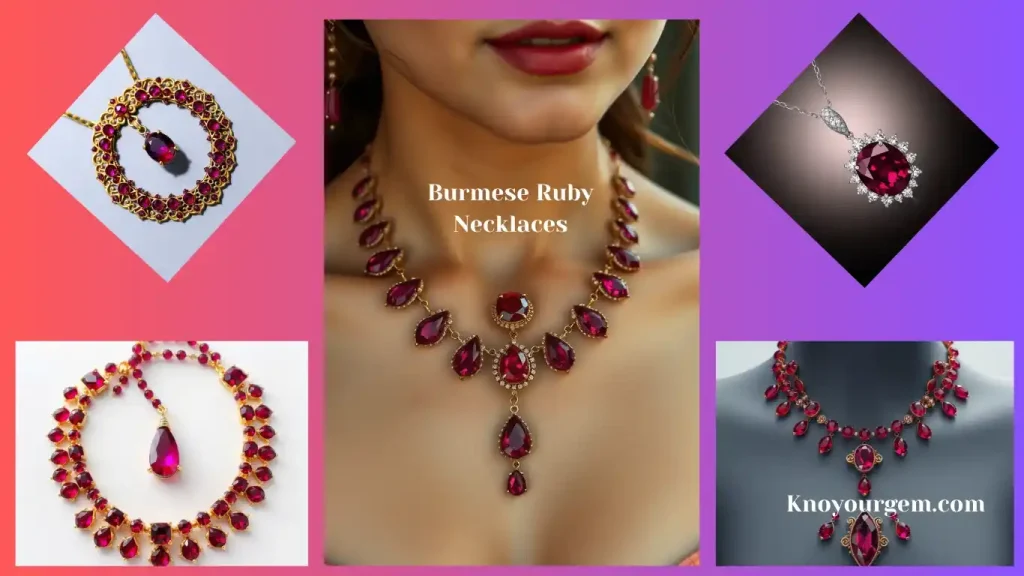 Burmese ruby necklaces, burmese ruby pendants, ruby neckalce, pigeon blood stone necklaces