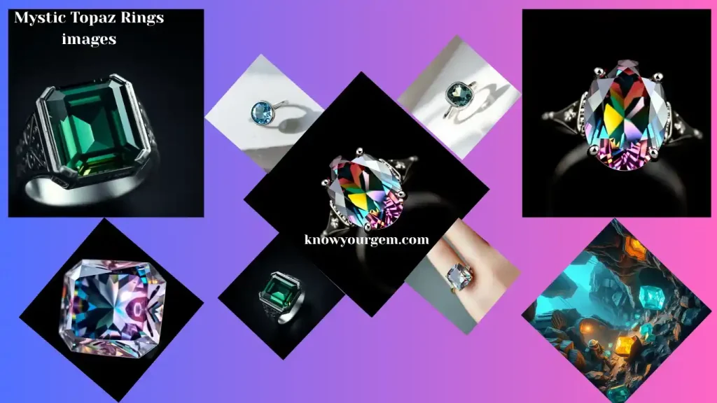 Mystic topaz, mystic topaz rings, mystic topaz ring images, rainbow topaz rings, coated topaz rings