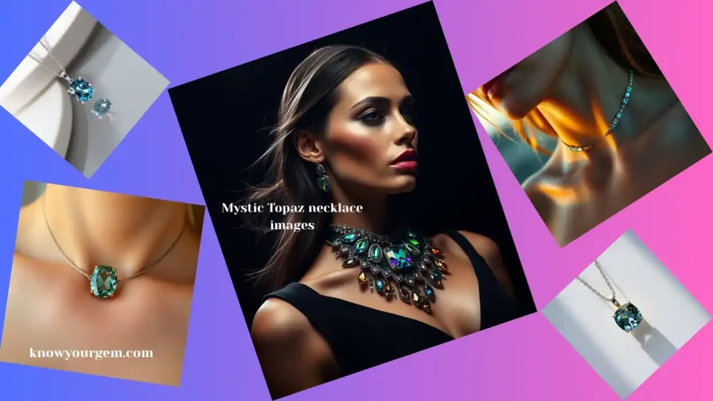 Coated topaz necklaces, mystic topaz necklaces, rainbow topaz necklace, necklaces images, topaz necklace images