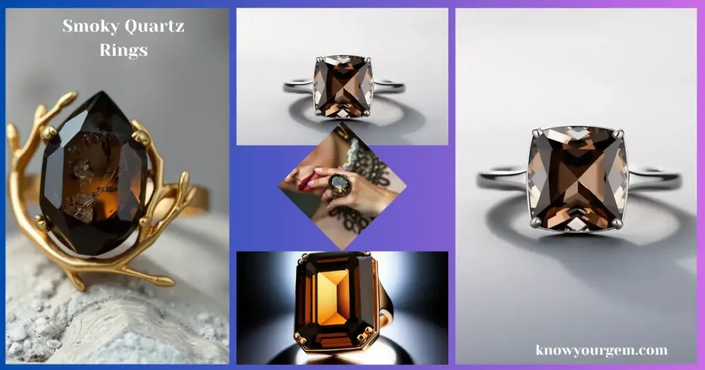 smoky quartz rings, vintage inspired smoky rings, smoky stone engagement rings, smoky stone wedding rings