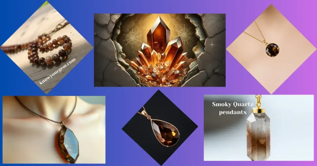 smoky quartz pendants, smoky quartz necklaces, smoky gemstone necklaces,