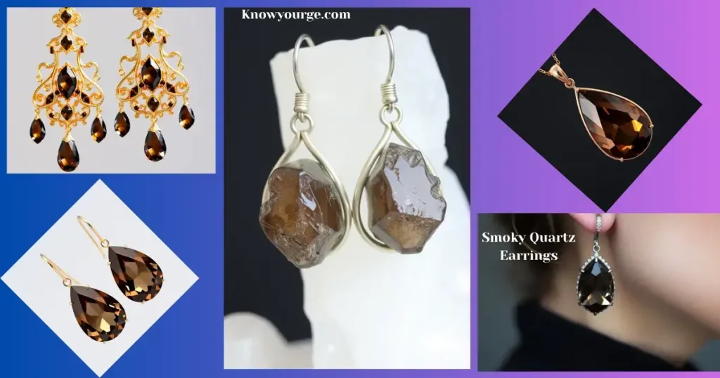 Smoky quartz earrings, smoky stone earrings, smoky earrings, smoky quartz hoop earrings, smoky quartz stud